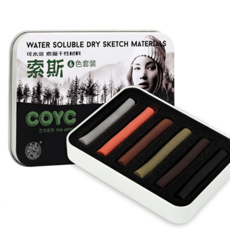 Chalk Pastel Set - 6-color الفنان الفحم شرائط رائعة القصدير