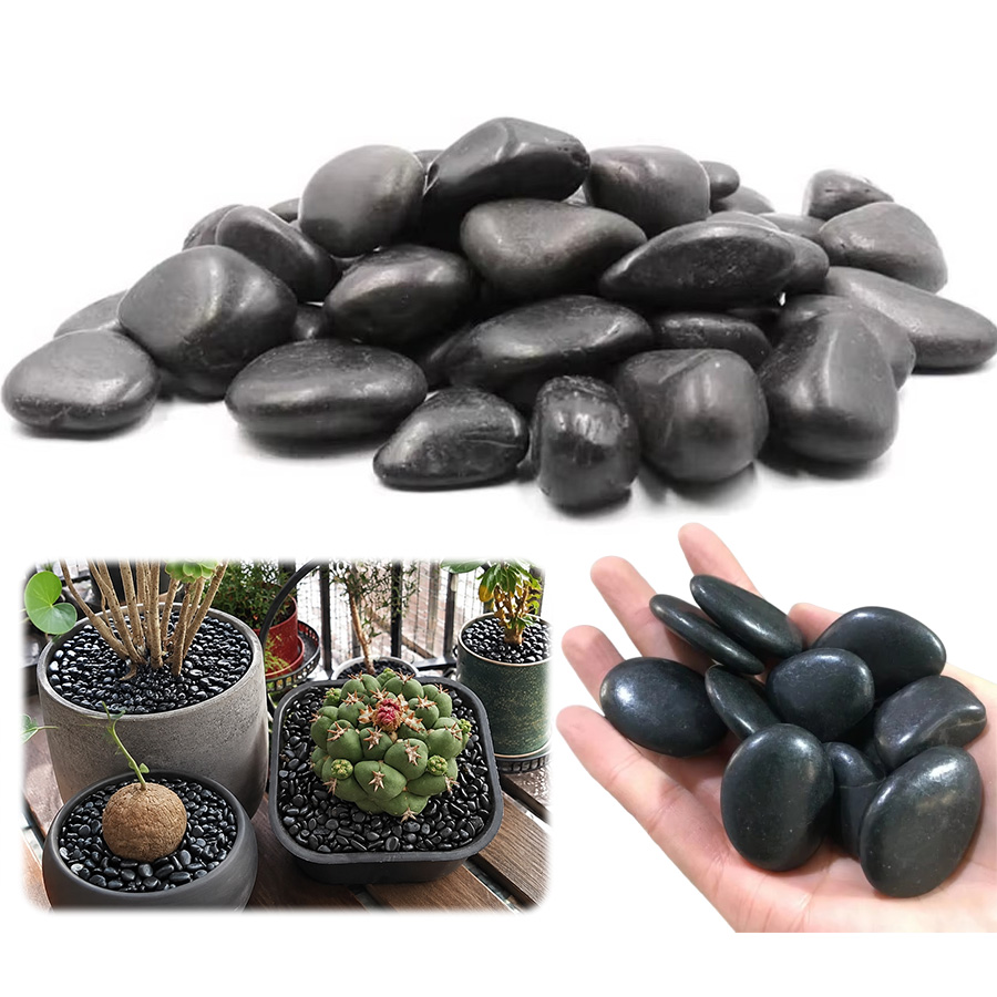Art Craft Vase - 200/300/400 جرام من الحصى الأسود المصقول