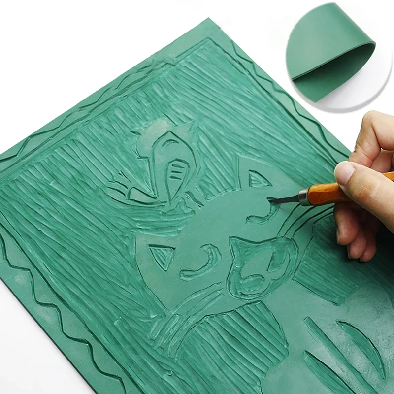 Lino Printing Block - مجموعة أدوات نحت وطباعة على المطاط،