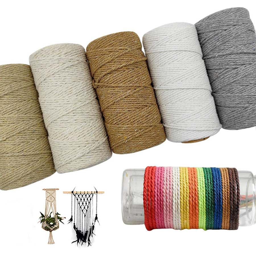 Macrame Cord Cotton - 100 متر/لفة 2 مللي متر الملونة