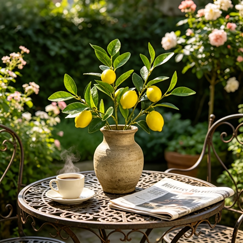 فروع ليمون اصطناعية، 3 رؤوس فر - مراجعة Art Craft Vase وسعره