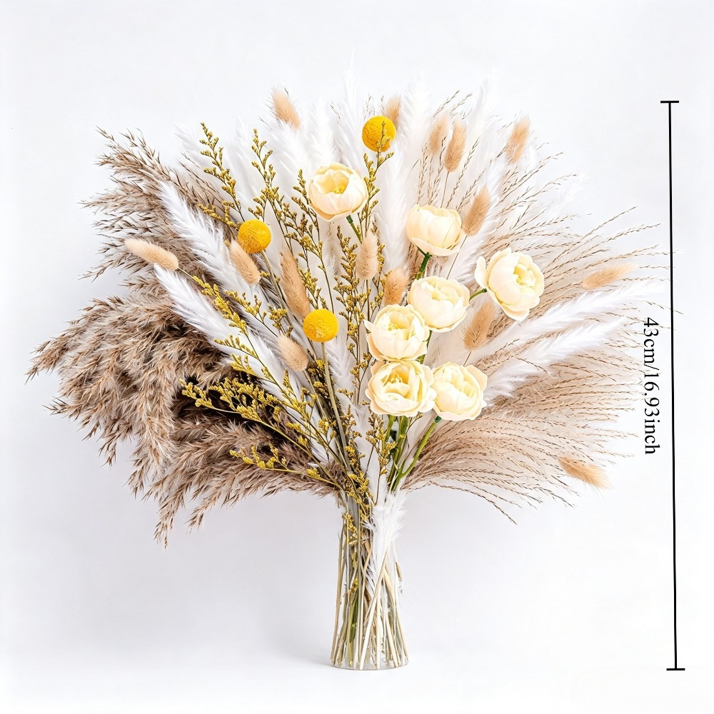 باقة زهور مجففة مختلطة، عشبة ا - مراجعة Art Craft Vase وسعره