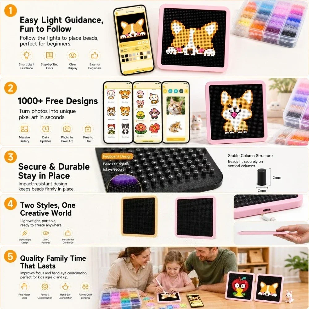 لوحة إضاءة LED ذكية بخرزات قاب - مراجعة Art Craft Gifts وسعره