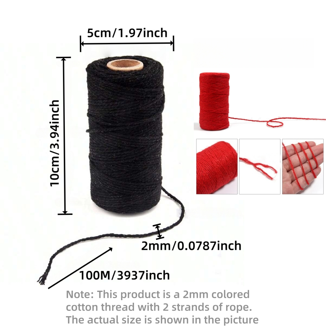 حبل قطني 2 مم بطول 100 متر، 20 - مراجعة Macrame Cord Cotton وسعره
